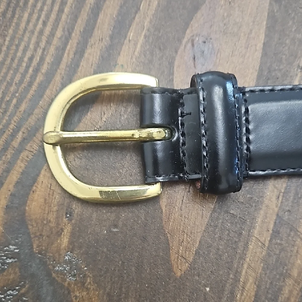 Coach Polished Black Leather Belt Costa Rica